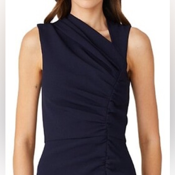 Shoshanna Dark Navy Cocktail Dress. Sleeveless,asymmetric neck high-low hem NWOT - Picture 5 of 8